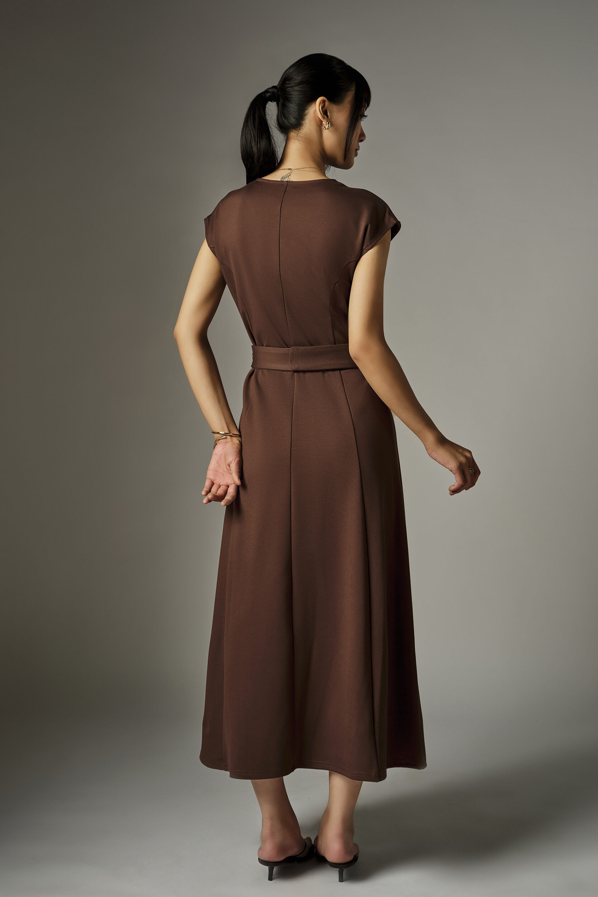 Yvette Brown Panel Dress, Brown, image 5